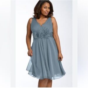 Adrianna Papel Occasions Steel Cobalt Blue Lilianna Plus Dress Flower Belt 16/18